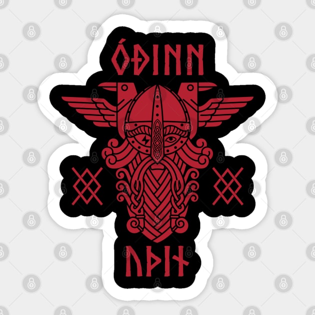 Odin gungnir runes red Sticker by Blue Pagan